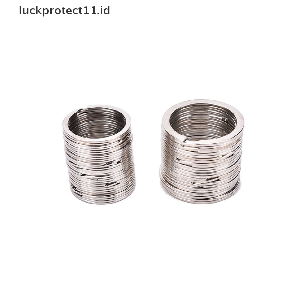 /Fashion Hot//// 100pcs/Set Gantungan Kunci Silvery Stainless Steel Bulat Lingkaran DIY Keyrings 2ukuran.