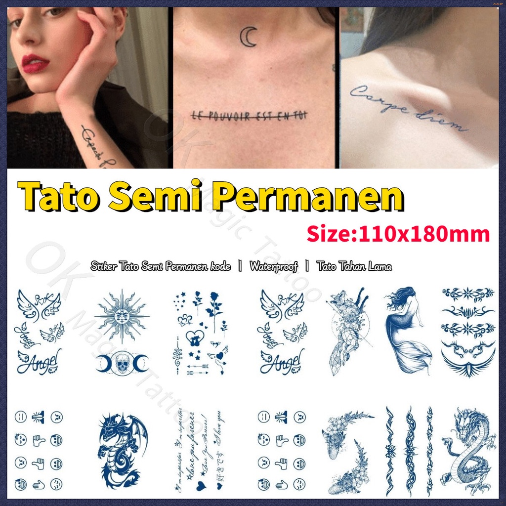 【OKTATO】Stiker Tato Semi Permanen kode GZ 18x11cm | Waterproof | Tato Tahan Lama