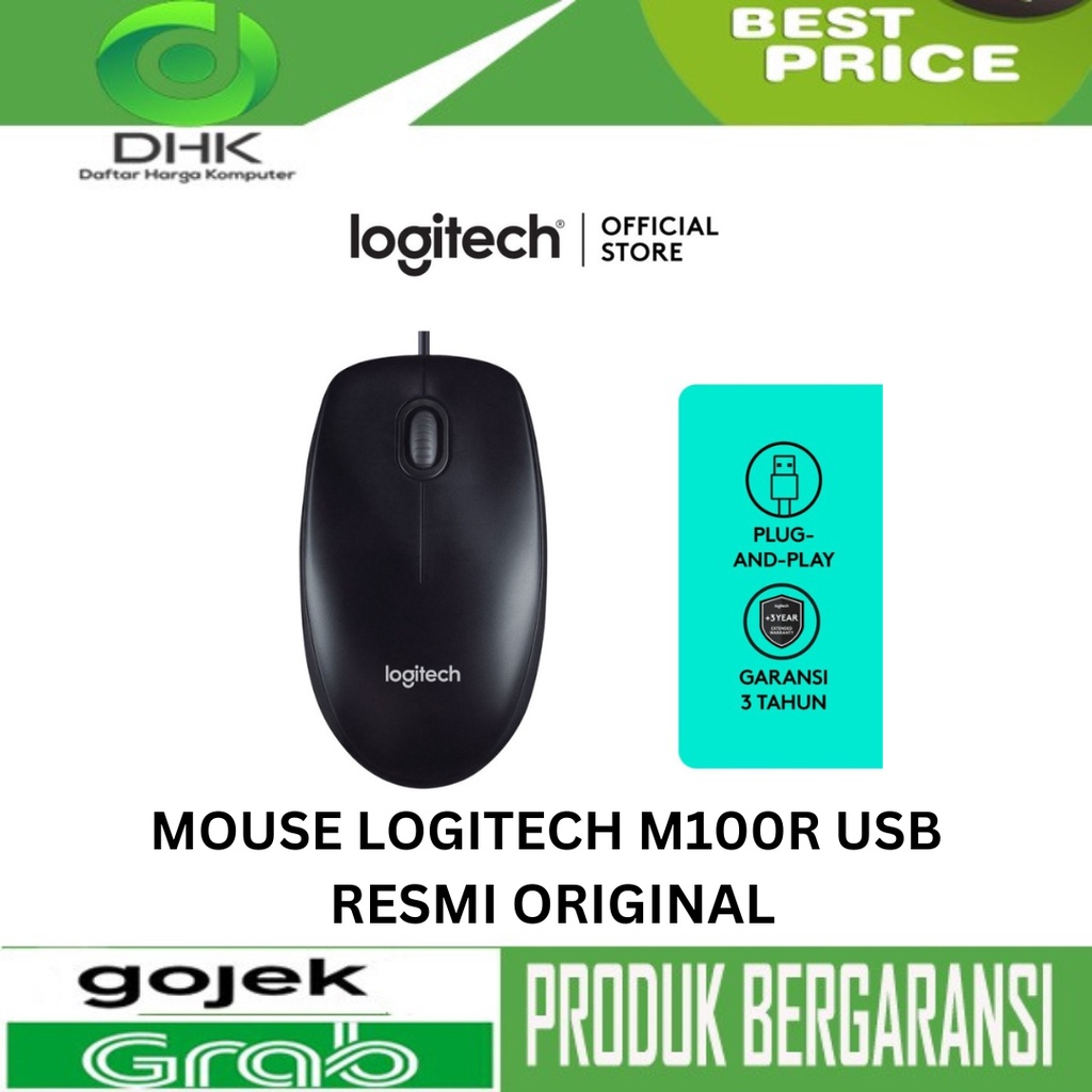 MOUSE LOGITECH M100R USB RESMI ORIGINAL