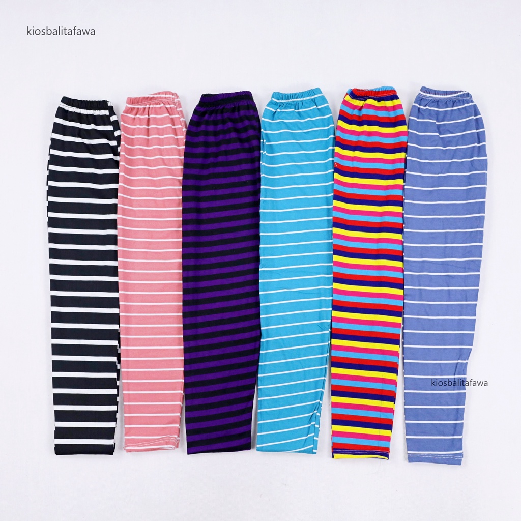 Legging Motif Salur Anak Uk 1-15 th / Leging Garis Celana Panjang Sport Stretch Lejing Laging Balita Remaja Cewek