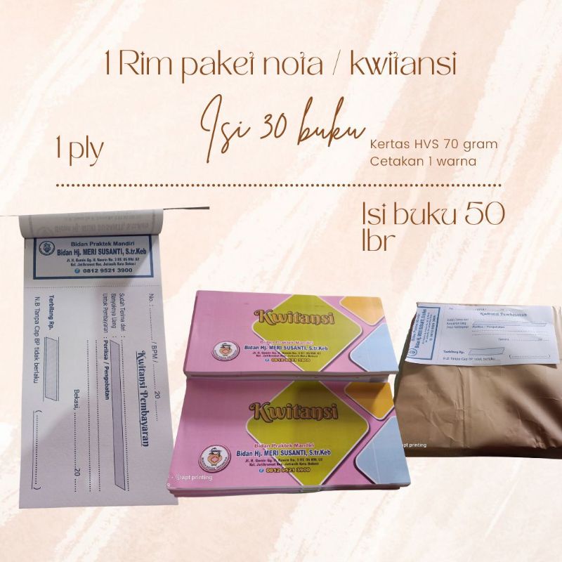 Nota &amp; kwitansi 1ply ( gratis disain )