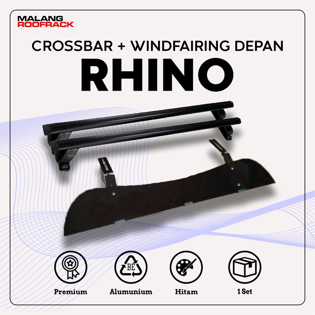 Roofrack Lengkap Crossbar Rhino Plus Windfairing