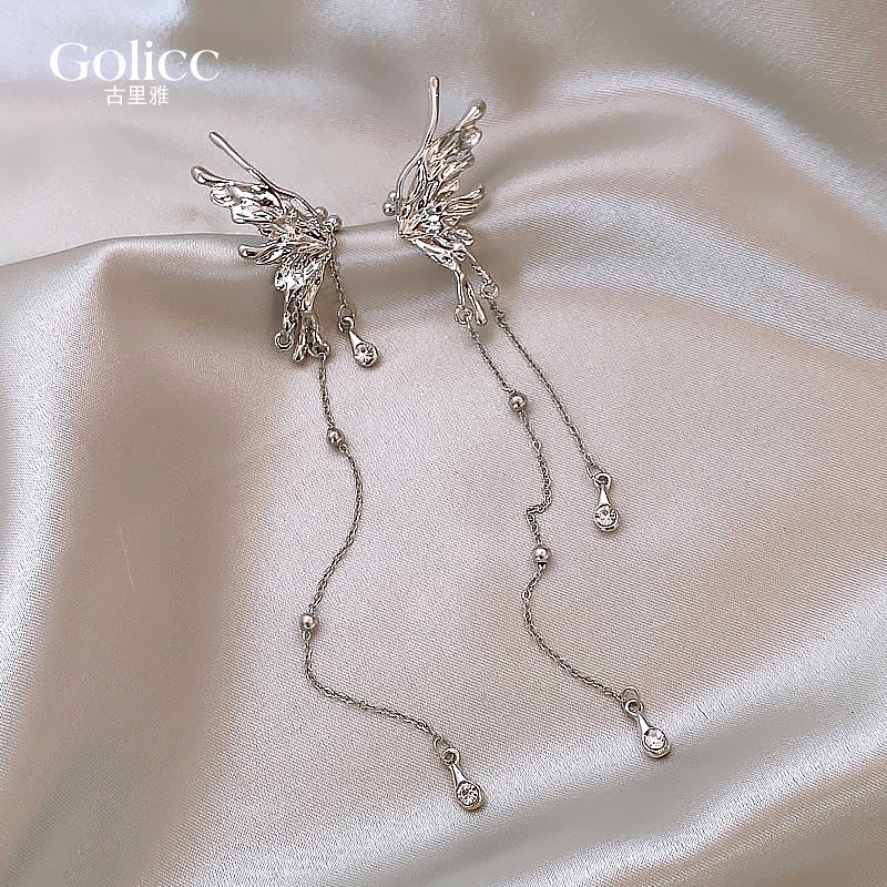 Anting Aksesoris Peri Kupu-Kupu Fringe Telinga Tulang Pinggiran Klip Tren Kepribadian Fashion