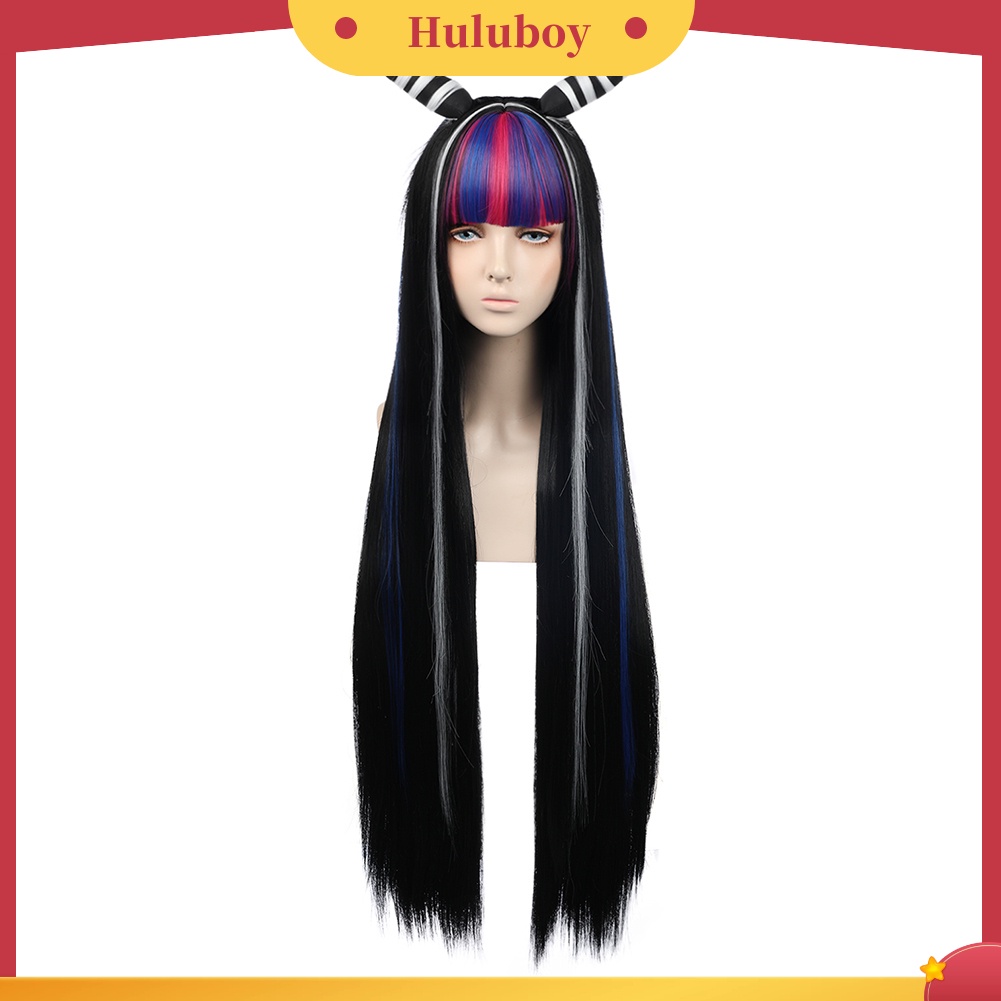 Wig Rambut Panjang Lurus Dengan Poni Warna-Warni Untuk Cosplay Anime