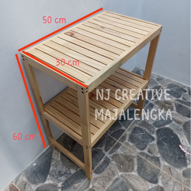 NJ Creative - Meja Rak Kayu Susun 50x30 serbaguna mimalis aesthetic