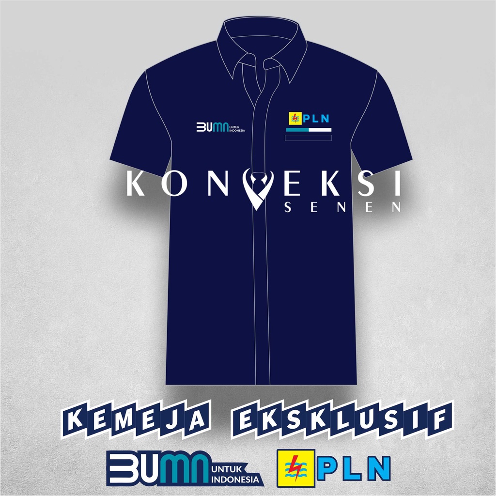 Seragam Dinas Kerja Kemeja PDH Baju PLN BUMN PLN Untuk Indonesia warna biru dongker navy