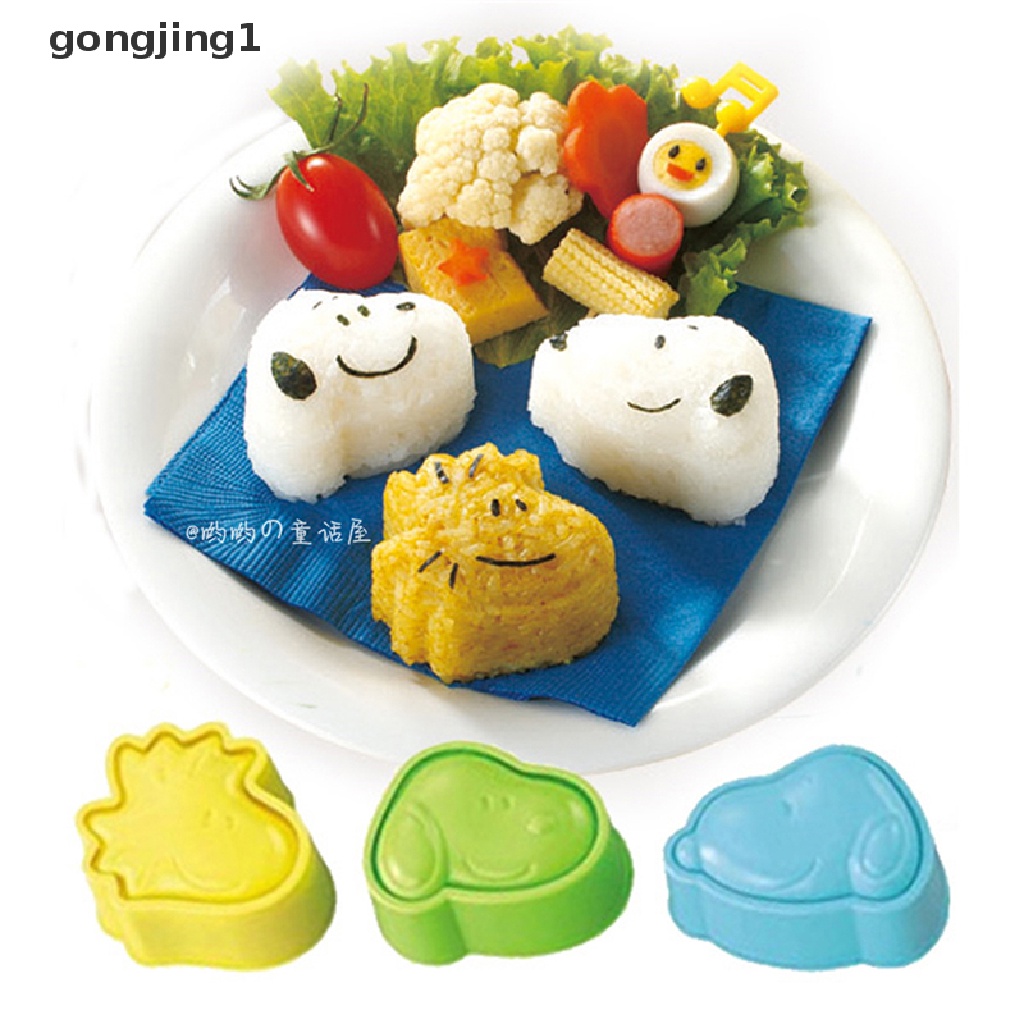 Ggg 3Pcs Cetakan Sandwich Lucu Snoopy Roti Kue Biskuit Emboss Device Crust Cookie Cutter Baking Pastry Tools Kue Snoopy DIY Rice Ball Mold ID