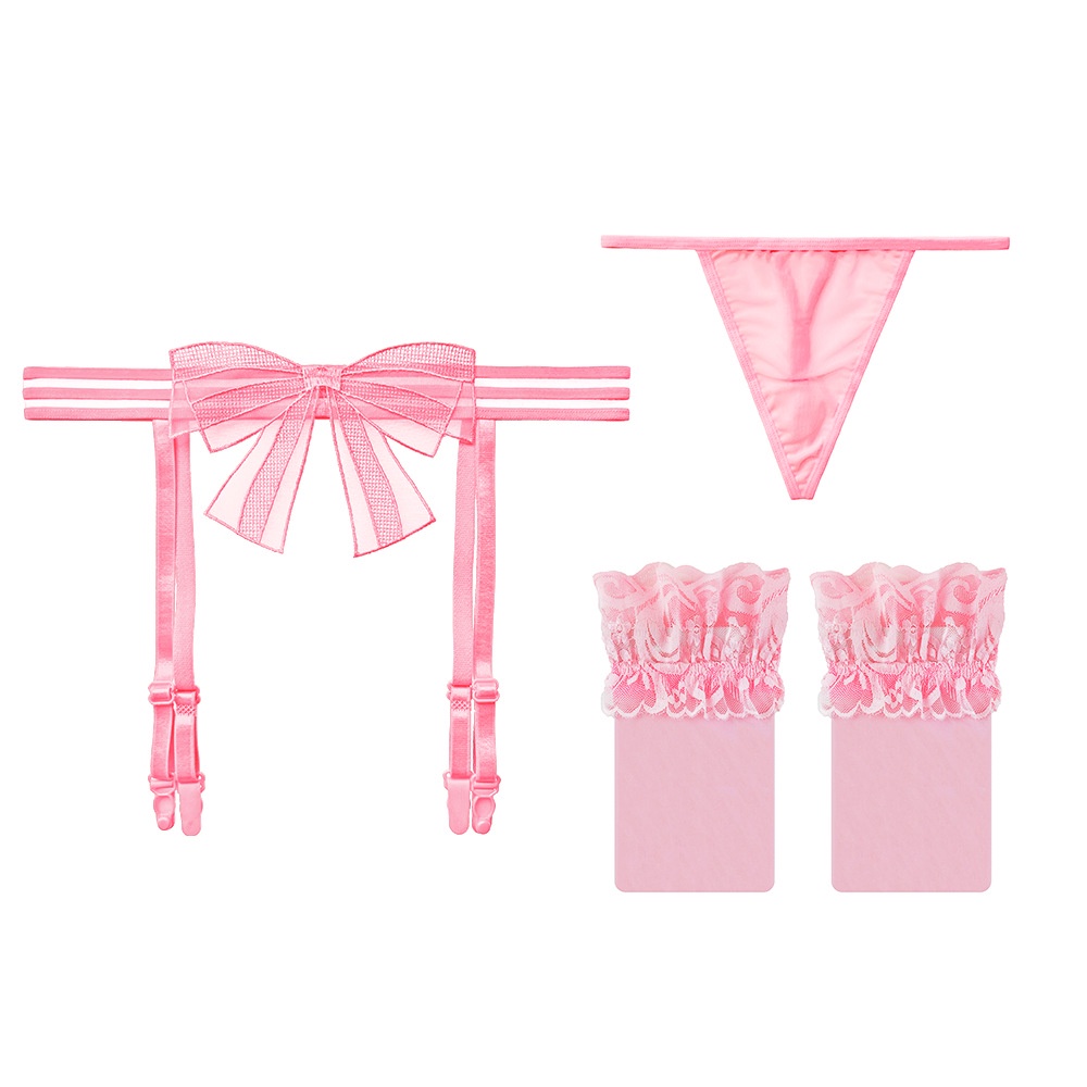 Lingerie Sexy Transparan Busur G String Garter transparent Set Sexy Lingerie T10