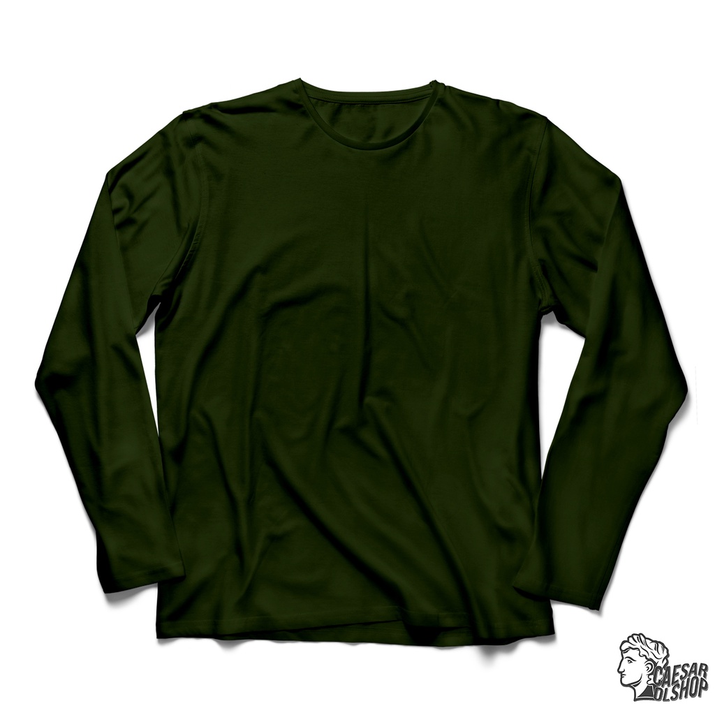 Caesar Olshop - Kaos Polos Lengan Panjang Cotton Combed 30s Premium - Army