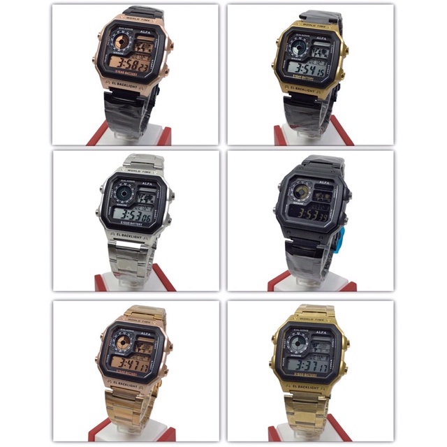 Alfa Jam Tangan Unisex Double Digital Series 8018 Original Garansi