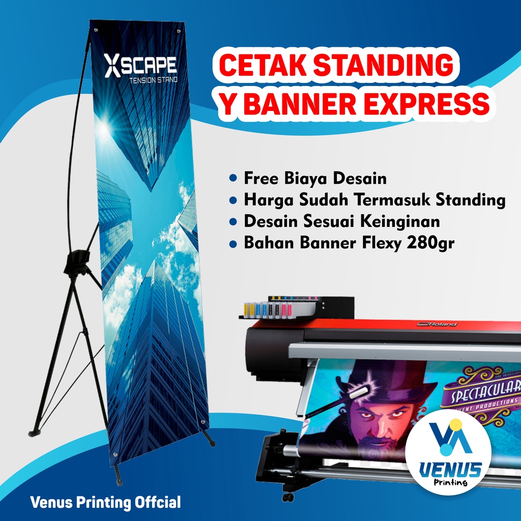 Cetak X Banner/ Y Banner - MMT/Banner/Spanduk Sudah Termasuk Standing Free Desain Termurah Berkualit