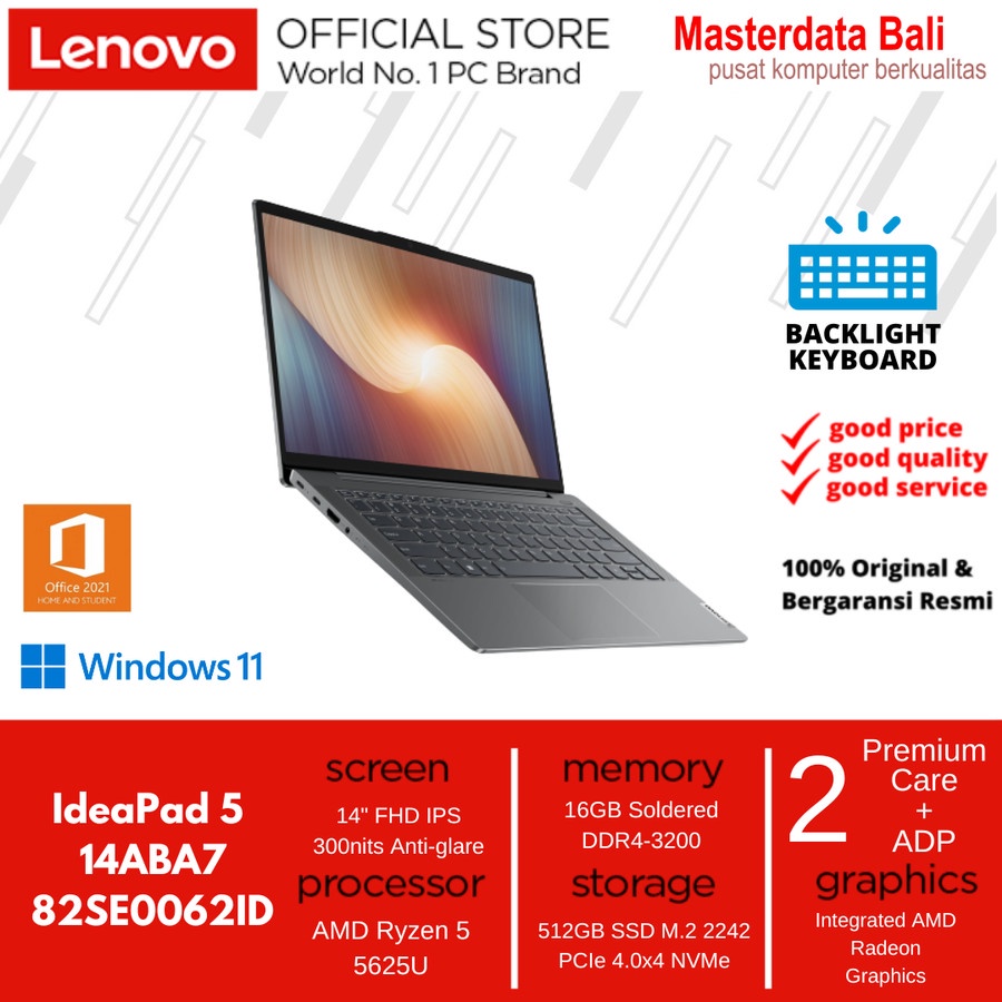 Laptop Lenovo IdeaPad 5 14ABA7 82SE0062ID AMD Ryzen 5 5625U 16GB 512GB
