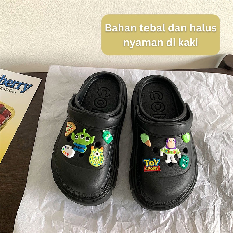 Mainland Sandal Fuji Korean Fashion Sendal Wedges Wanita Lucu Sandal Slip On Karet Jelly Outdoor HSN117