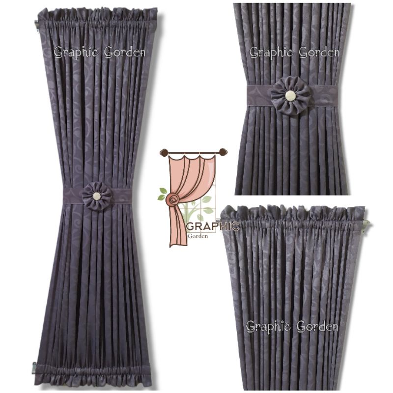 Gorden Kupu Kupu Jendela Minimalis Gorden Pita Gorden Ikat Warna Abu