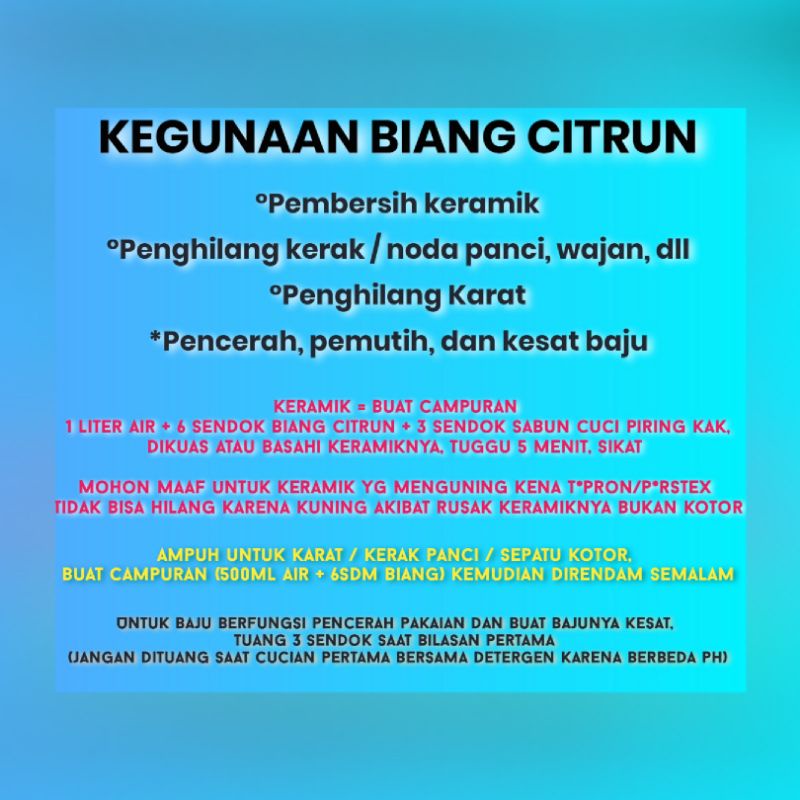 Biang Citrun 1 Kg,versi premium ini dijamin ampuh karena kandungan agen pembersih aktif 2x lebih banyak, Bubuk Ajaib pembersih keramik, penghilang kerak, karat, noda semen, pencerah baju