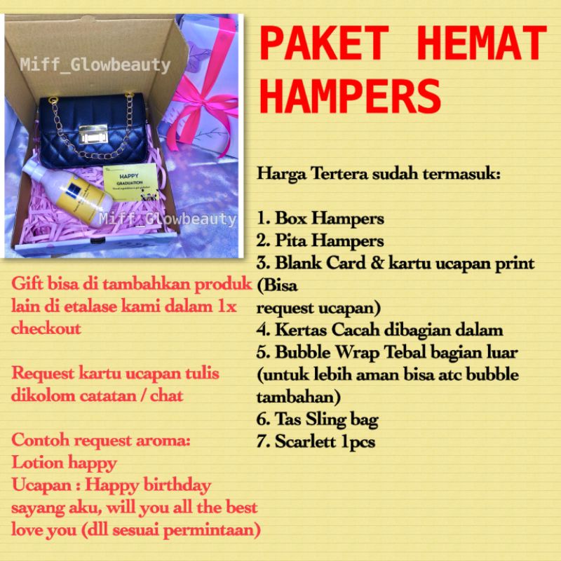 COD - HAMPERS GIFT BOX PAKET HEMAT KADO ULANG TAHUN, kado cewek hampers tas hampers scarlett kado ulang tahun pacar kado pacar kado wisuda kado cewek scarlett jolly freshy