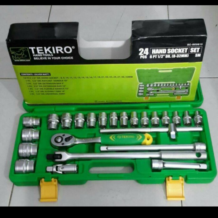 TEKIRO KUNCI SOK SET 8 - 32 MM 6 PT 1/2 inch 24 pcs KUNCI SHOCK 24 PCS