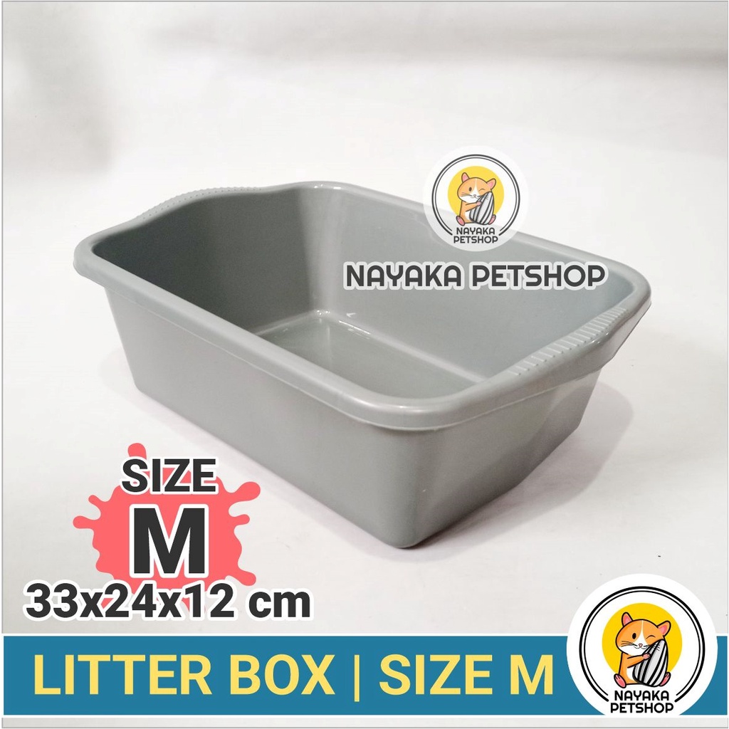 Size M Litter Box Kucing Cat Toilet Bak Pasir Baki Zeolit Gumpal Wangi Wood Pellet Kotak Kotoran Hewan