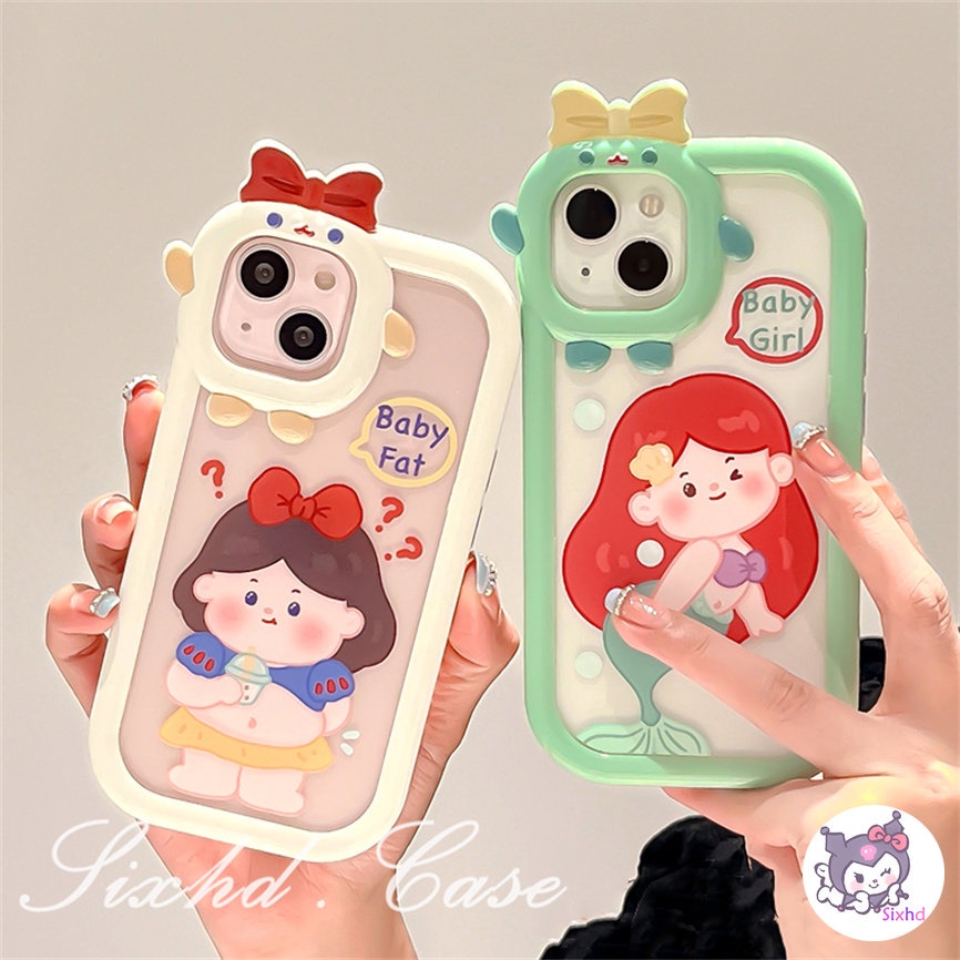 Realme C35 C31 C30 C25Y C21Y C25 C15 C12 C11 C21 C20 C17 C3 9i 7i 6i 5i 5s 5 Narzo 50A 50i Prime 3D Bow Phone Case Cute Mermaid Princess Phone Soft Cover