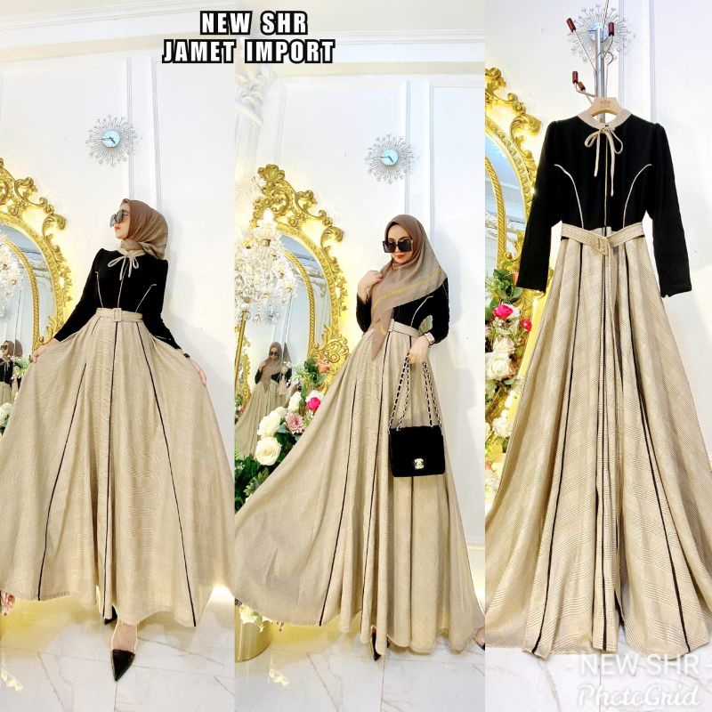 79.FASHION 2022  MOM & KIDS SHR MAXI DRESS SCUBA GESER >>> ✔Gamis Real Pict Original SYAHIRA BUTIK B