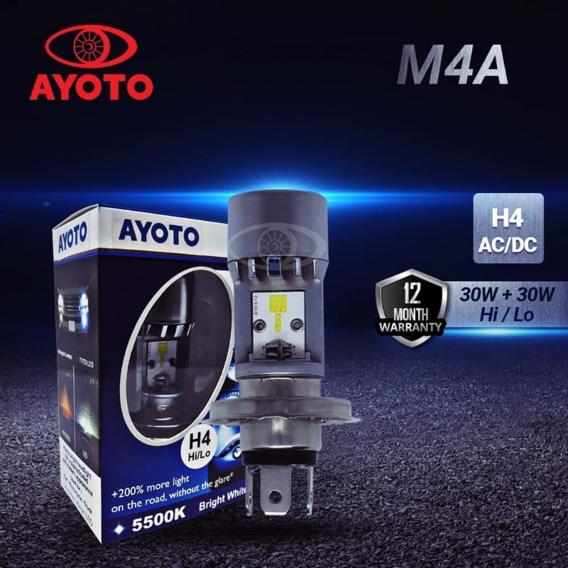 SATU BUAH LAMPU LED AYOTO H4 CSP M4A 30W AC DC PNP HI LOW CAHAYA PUTIH UNTUK LAMPU UTAMA MOTOR DAN MOBIL