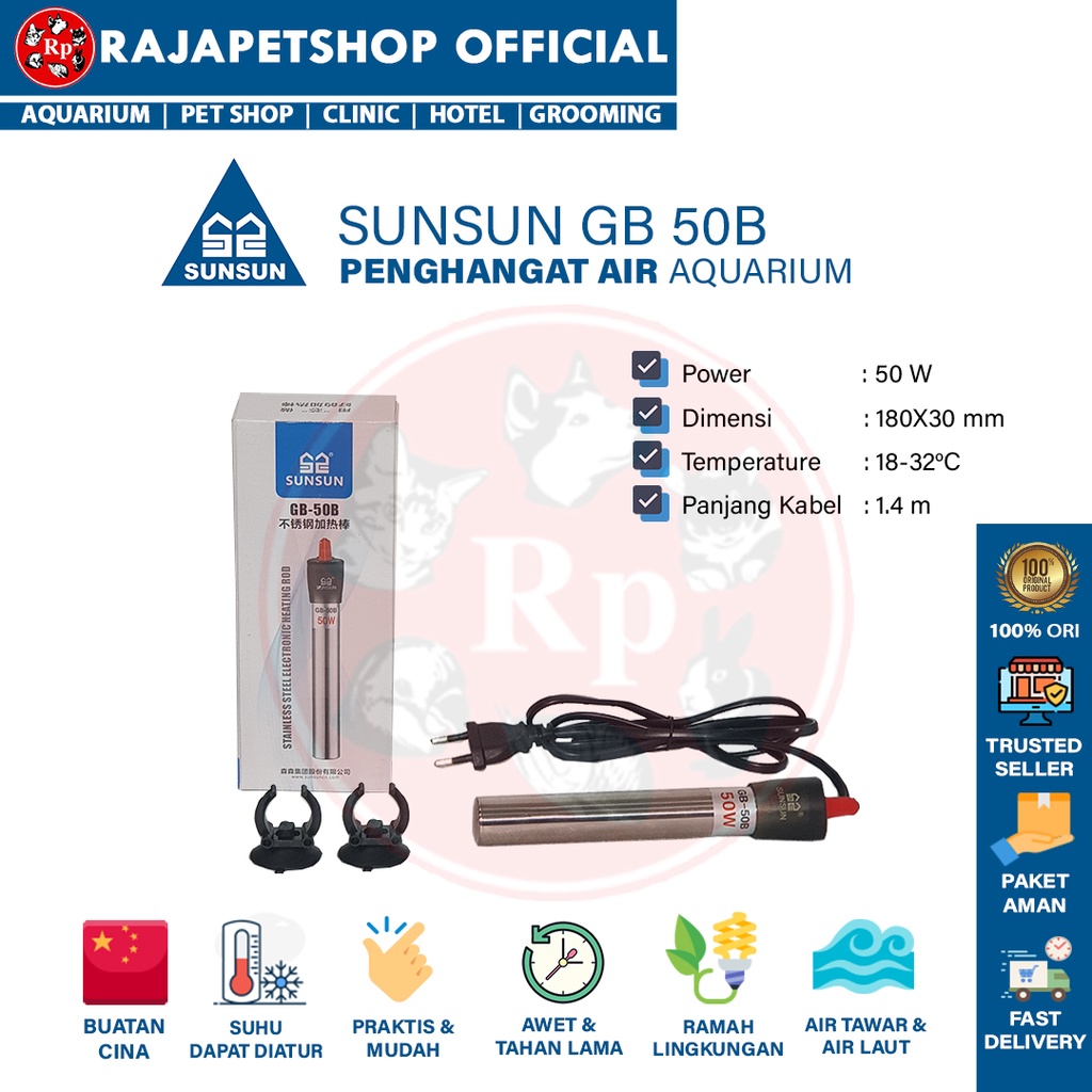 Jual ORIGINAL SUNSUN HEATER STAINLESS STEEL GB 50B PENGHANGAT AIR ...