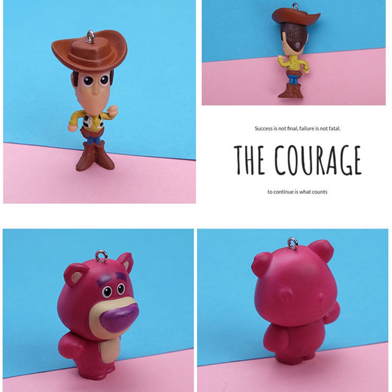 1pcs Disney Toy Story 3gantungan Kunci Resin Kartun Buzz Lightyear Woody Alien Action Figure Model Mainan Dekorasi