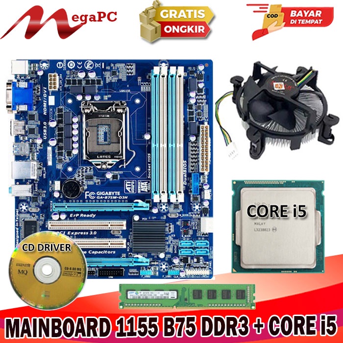 Mainboard LGA 1155 B75 DDR3 + Core i5 3470 + Fan + Ram