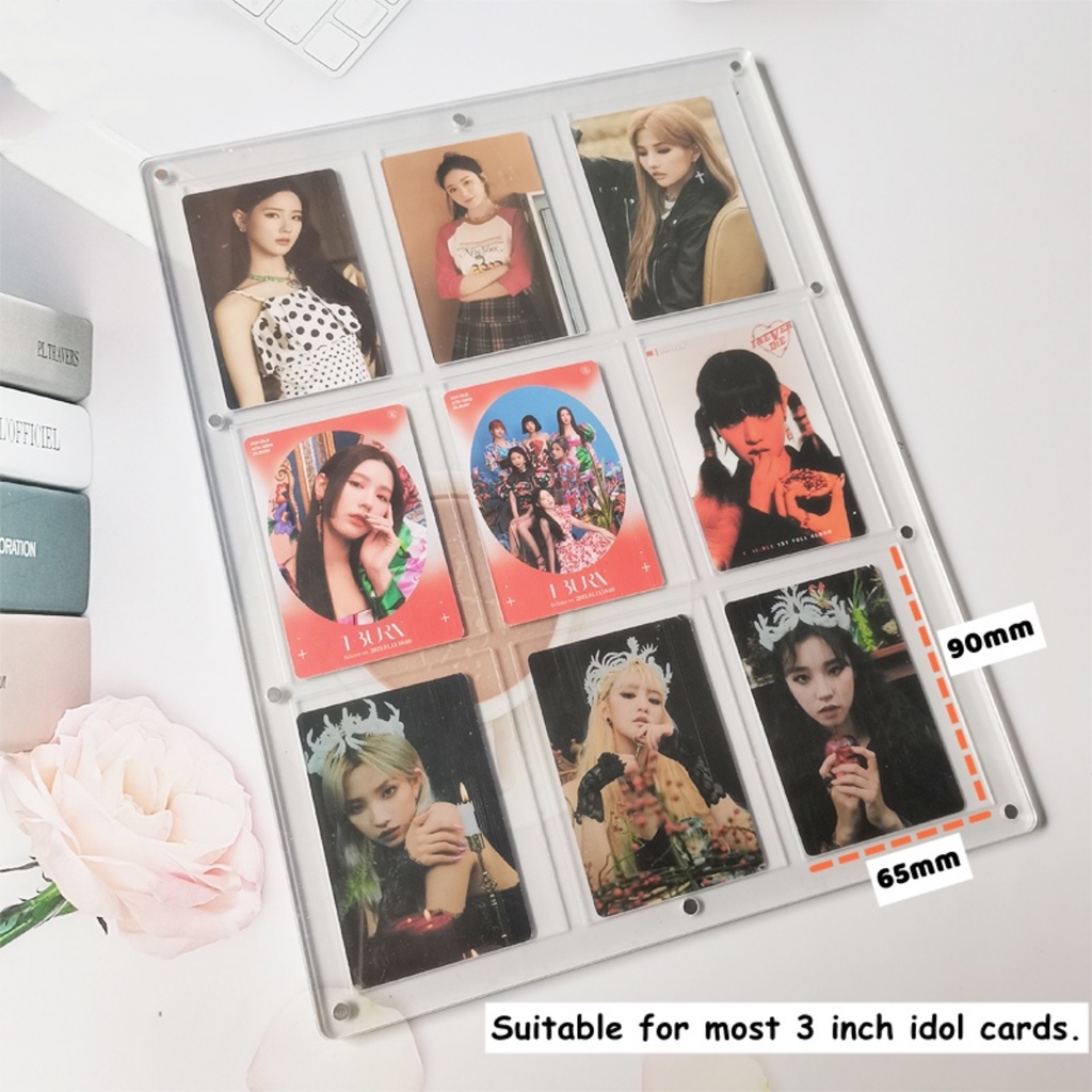 1per2 /2 /3 /4 /9Slot Bingkai Foto Transparan Akrilik Photocard Holder Dengan Alas Kpop Idol Foto Kartu Pajangan Poster Tag Display Stand Desktop Ornamen