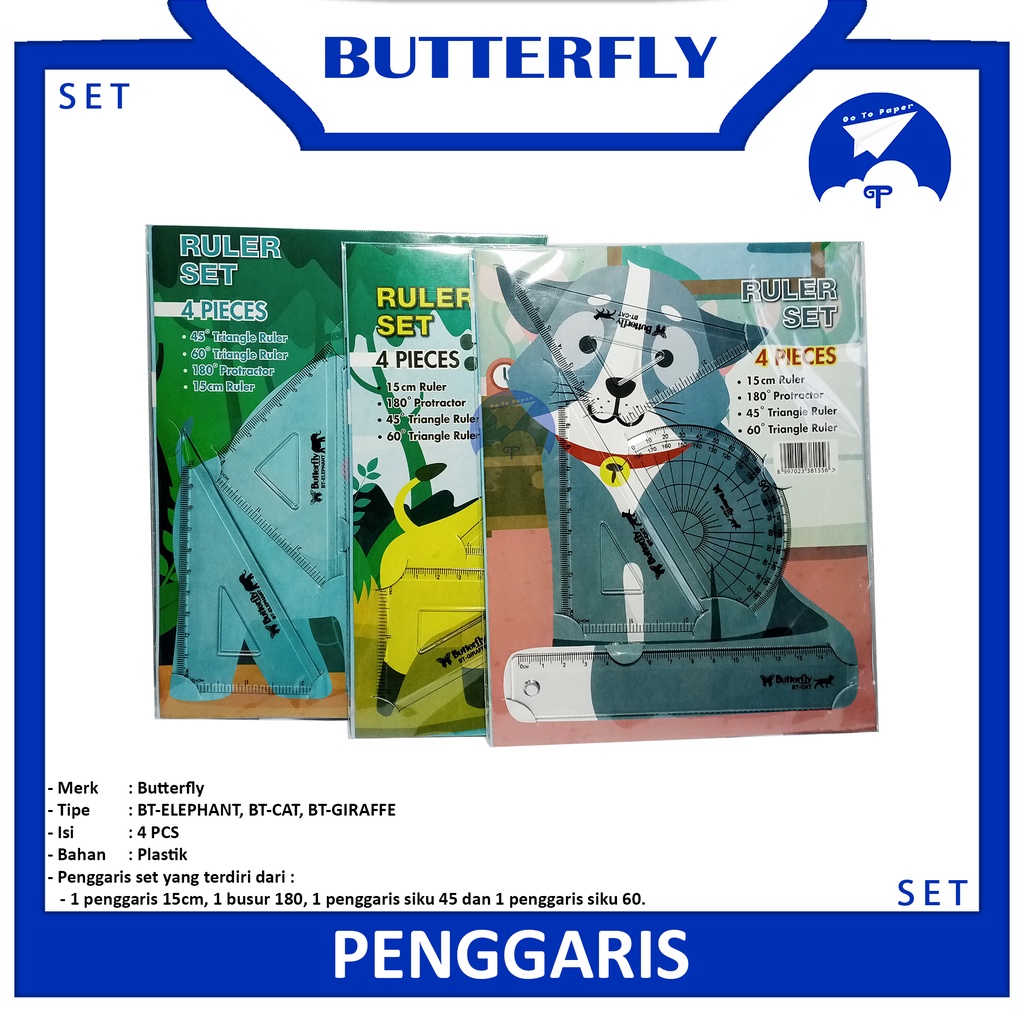 

BUTTERFLY - Penggaris Motif Isi 4 Pieces - 1 SET