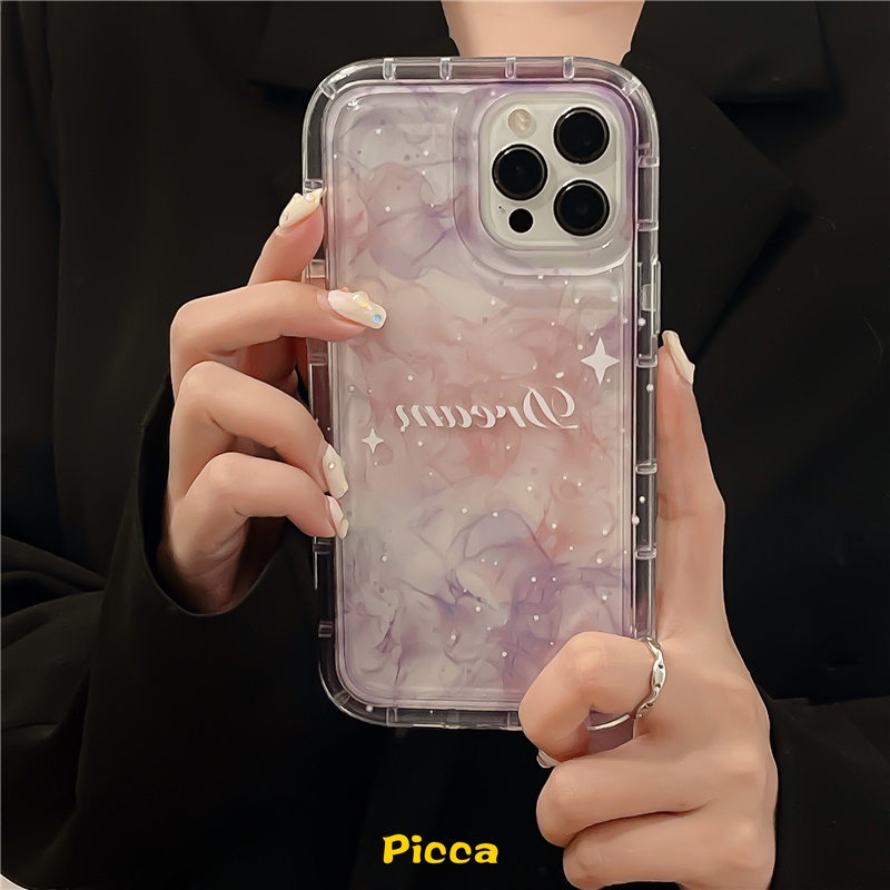 IPHONE Fantasi Tinta Lukisan Langit Berbintang Bintang Bulan Airbag Phone Case Kompatibel Untuk Iphone11 14 13 12 Pro MAX XR 78 6 6S Plus X XS MAX Bening Lembut TPU Shockproof Back Cover