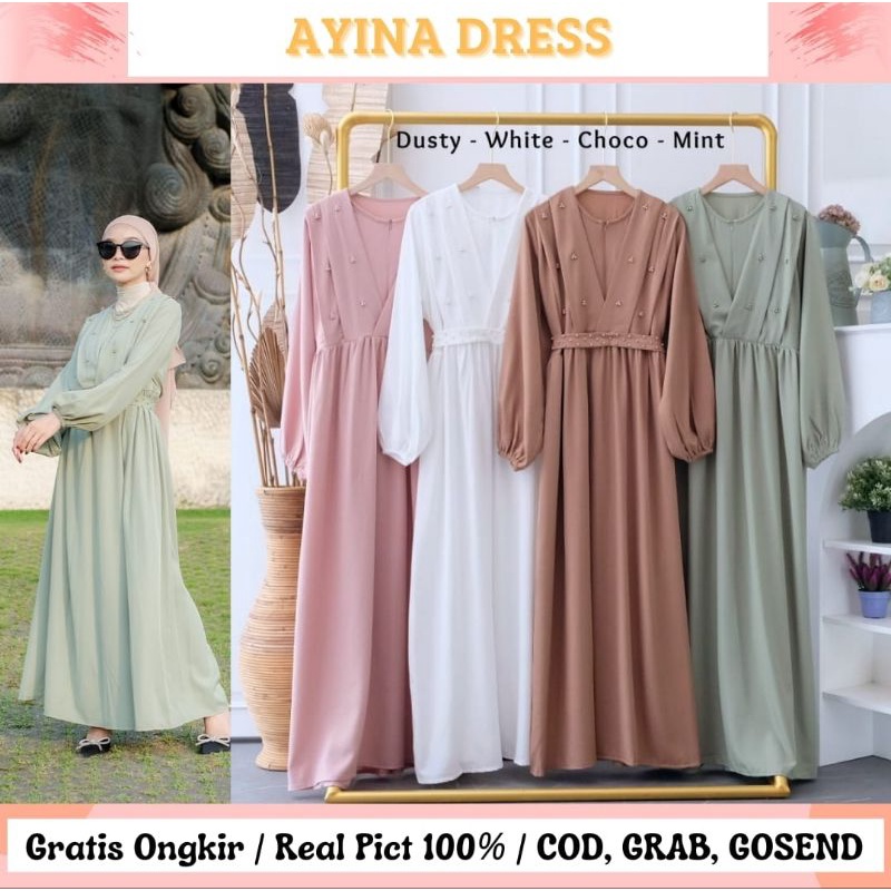 AYINA DRESS/DRESS KONDANGAN/BRIDESMAID/BAJU SERAGAMAN/DRESS LEBARAN