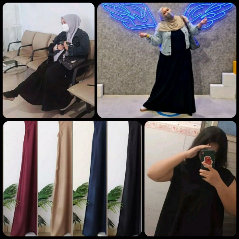 inner dress jumbo katun ld 120 130 140 150 160 4L 5L 6L 7L 8L daleman gamis tanpa lengan manset kutu