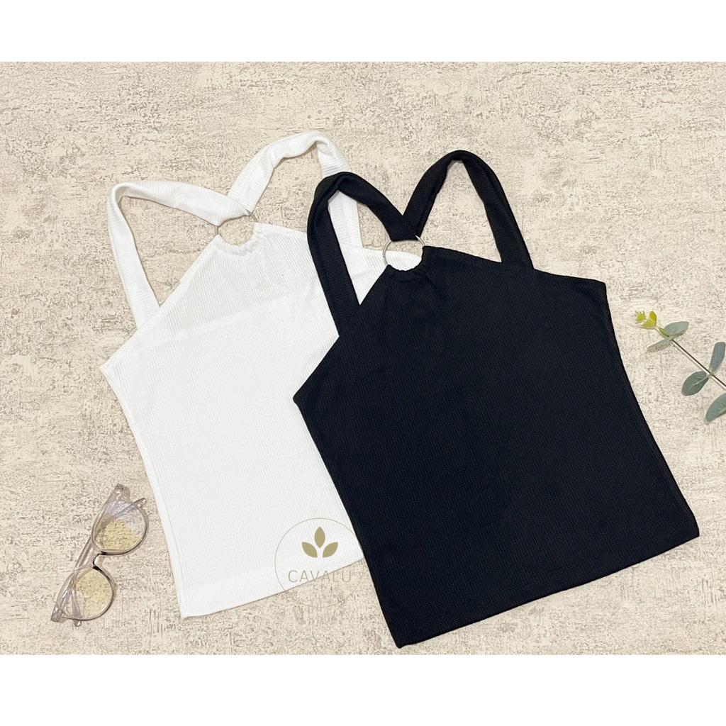 CAVALU Tanktop Silang Korea Rajut Knit Tank Crop Top 225
