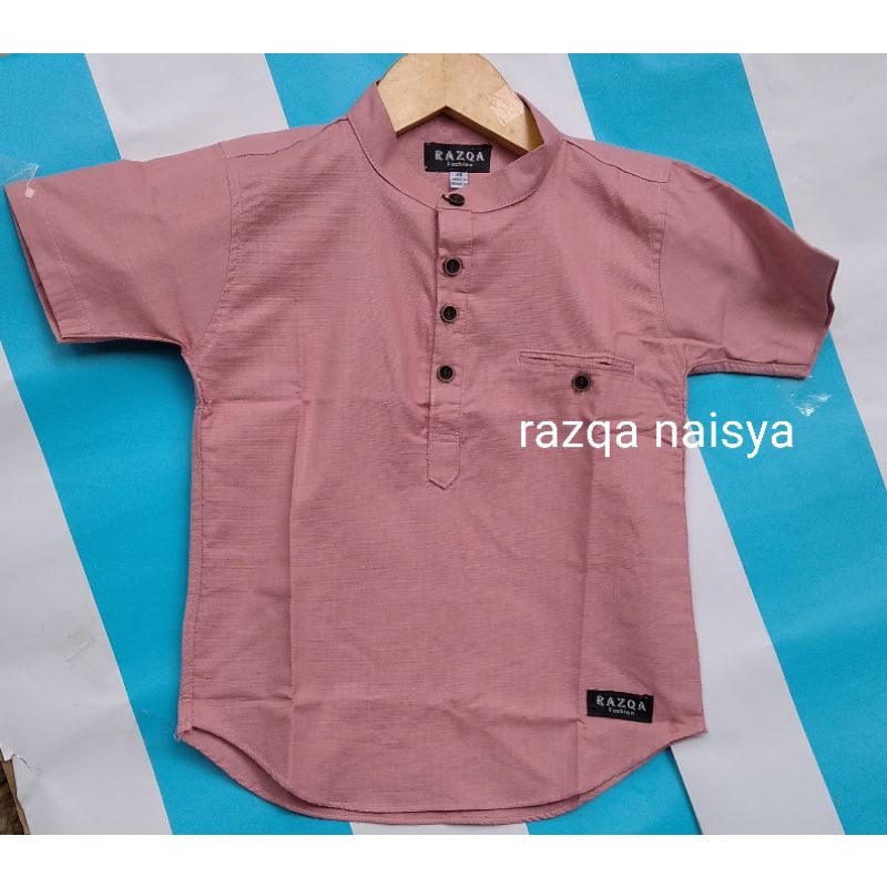 New Kemeja Anak cowok dusty pink / Kemko anak kekinian dusty pink / koko kemko polos ping anak keren