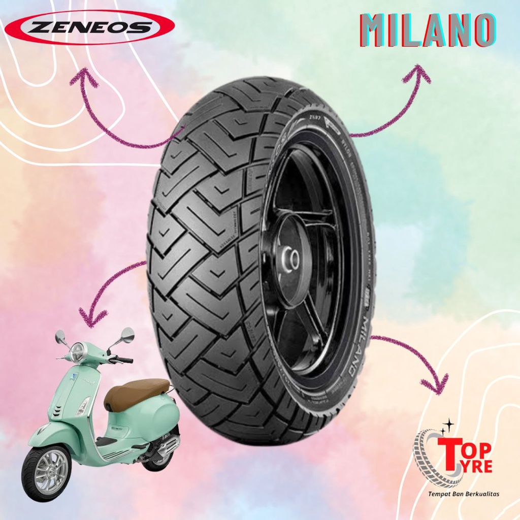 BAN MOTOR VESPA RING 12 // ZENEOS MILANO 130/70-12 TUBELESS // BAN MOTOR VESPA SPRINT, GTS