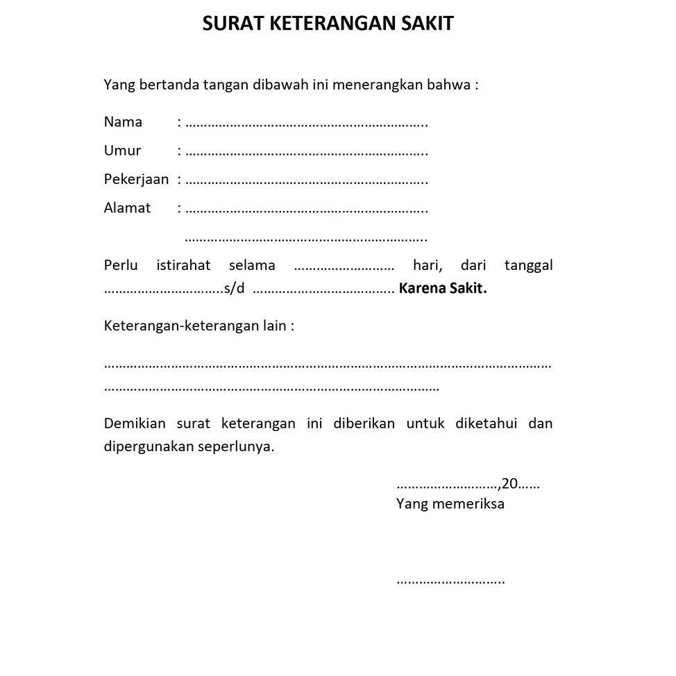 P(2Q☎) Blangko Buku Surat Keterangan Sakit 1 Ply premium