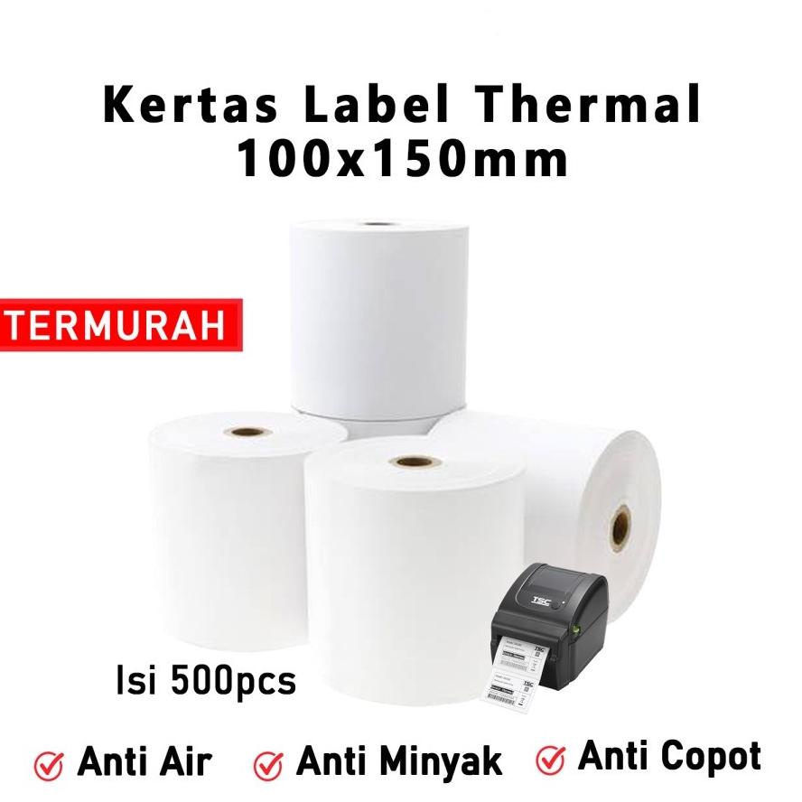 

STICKER KERTAS THERMAL / THERMAL LABEL 100 X 150 MM A6 500 PCS TERLARISS...,,,,,