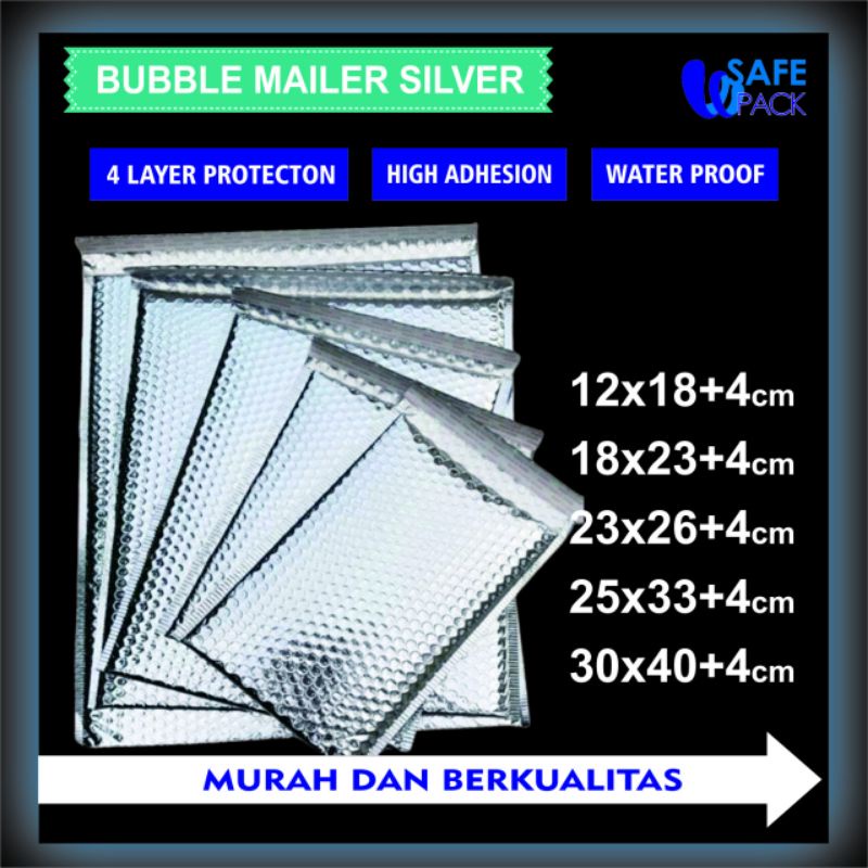 

amplop bubble mailer packing envelope polymailer packaging waterproof shockproof warna alumunium silver foil murah berkualitas anti air anti percikan