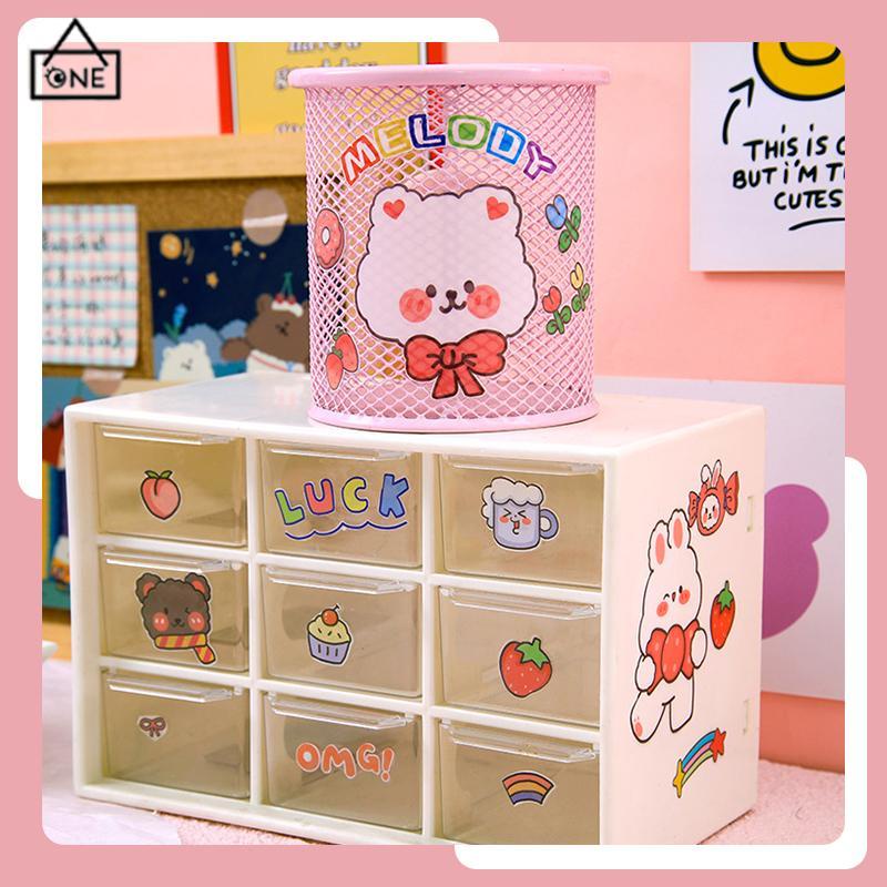 COD❤️Kartun Lucu Stiker Buku Pegangan Bahan Stiker Dekorasi Transparan Gelas Air Alat Tulis-A.one