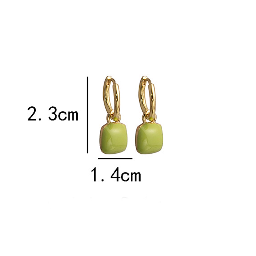 Anting Tetes Hati Enamel Hijau Putih Sederhana Untuk Wanita Elegan Warna Emas Cinta Persegi Menjuntai Earring Perhiasan Pesta