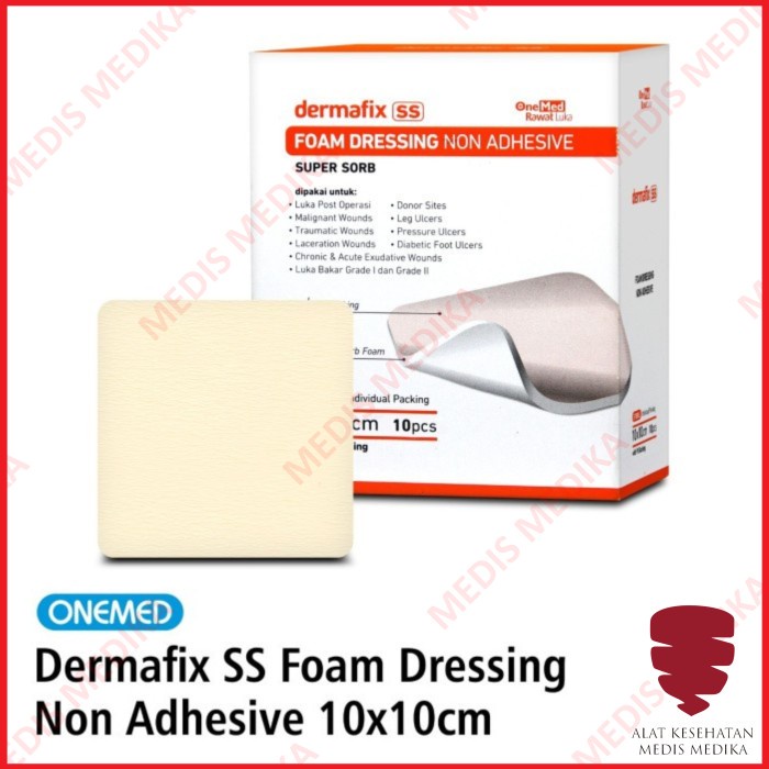 Dermafix SS 10 x 10cm OneMed Non Adhesive Foam Dressing Plester Luka Sesar Plaster 10x10 10x10cm