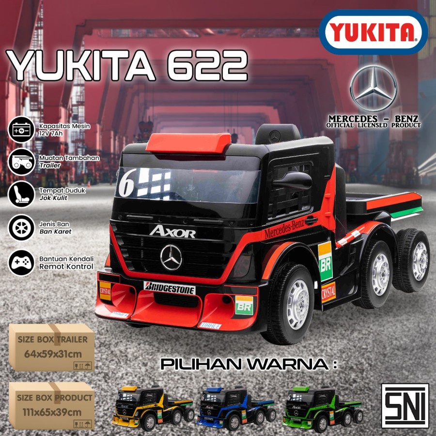 Mainan anak Maenan mobil mobilan aki Yukita 622 truck lisensi 12V - Merah Truck Triller