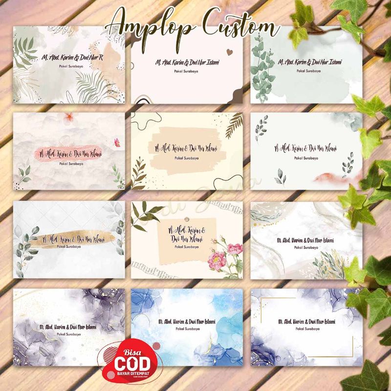 

Amplop Custom Kondangan Wedding Buwuhan Santunan Series Watercolor