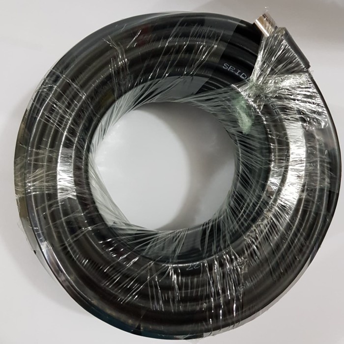 Spider 25m Kabel Antena TV Coaxial Cable + Plug 5C 2V 75 Ohm RG-6 U untuk Antenna Digital UHF - VHF 