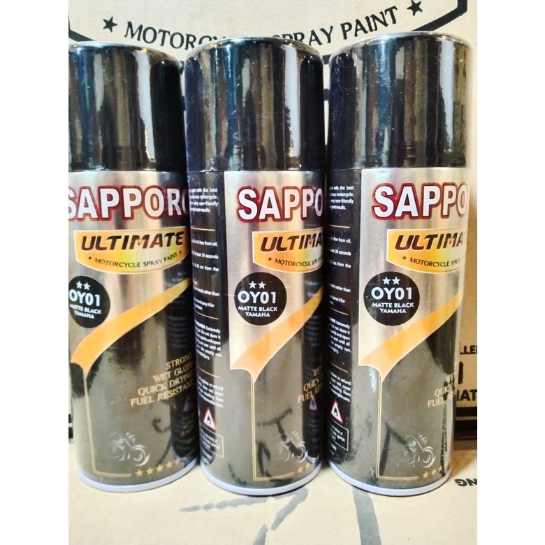pilok pilox cat semprot sapporo ultimate saporo ultimate oY01 matte black yamaha hitam doff dof 400m