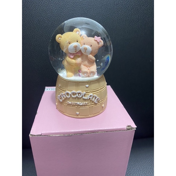 bola kristal salju lampu snowball  kado dgn karakter Twin bear so cute imut