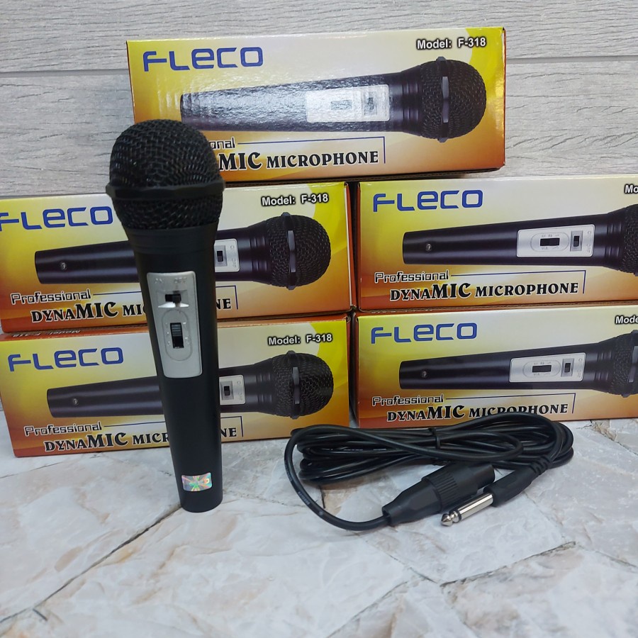 MIC KARAOKE FLECO F-318 MURAH - MICROPHONE KABEL FLECO 318 ORIGINAL