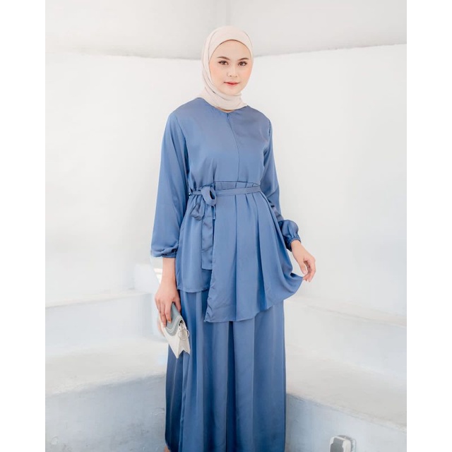Monika Set Skirt Armani Silk Ld 104/One Set Polos/One Set Satin/One Set Kerja/Setelan Kondangan