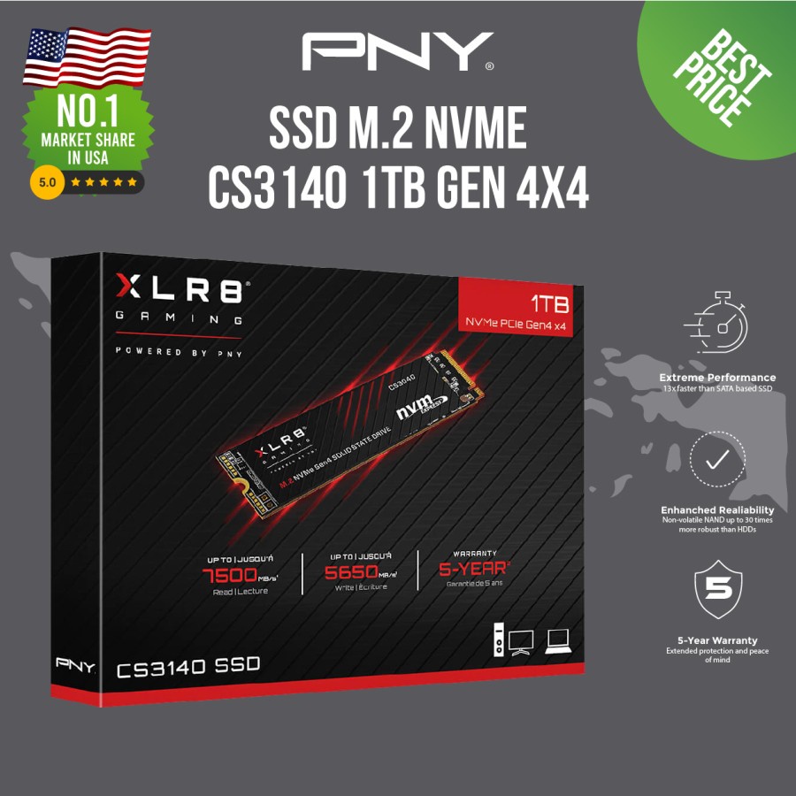 SSD PNY NVME CS3140 1TB I 2TB Gen 4.0 XLR8